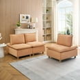 thumbnail image 7 of 88'' Modular Sectional Sofa with Adjustable Reclining Backrest & Dual Cup Holders, Flannel Fabric Convertible 2-Seat Sofa for Living Room & Balcony, Light Brown, 7 of 7