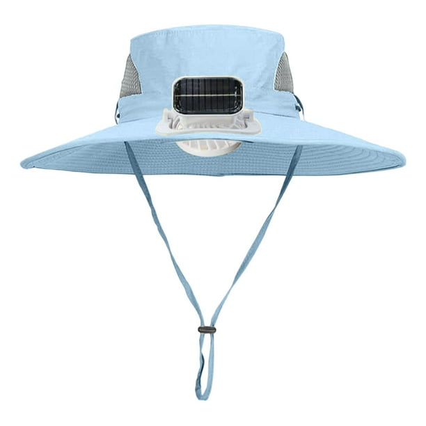 Sombrero con ventilador solar y batería recargable para actividades al aire libre para niños, visera ajustable y gran potencia de viento para protegerlos del calor. Aestivo | Azul | AESTIVO