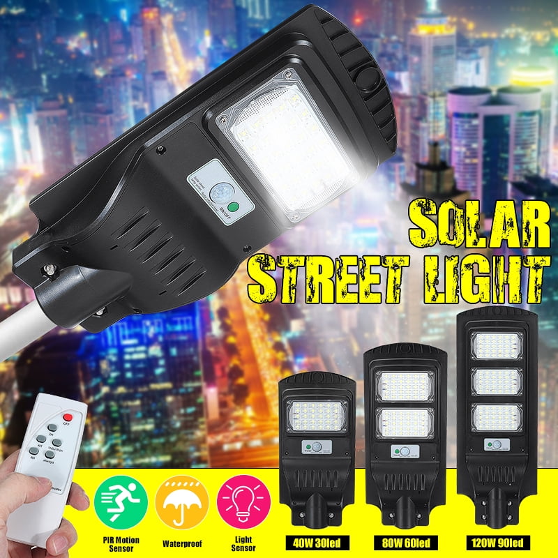 Details about   120W LED Auto Solar Power Outdoor Wall Street Light Motion Sensor Lamp Spotlight 