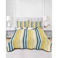 thumbnail image 3 of Blue Yellow Striped Twin Size Down Alternative Comforter, Lightweight Comforter Quilt Bedding Set with Pillow Shams Watercolor Modern Stripes Art All Seasons Bed Comforter Duvet Insert 68"x86", 3 of 7