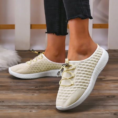 

Cathalem Lite Womens Sneaker Ladies Fashion Solid Color Breathable Mesh Lightweight Flat Casual Sneaker Skates for Women White 7.5