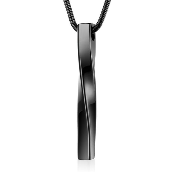 XIUDA Urn Necklace for Ashes, Memorial Cremation Urn Pendant, Stainless Steel Twist Ashes Necklace Bar for Women Men -Black