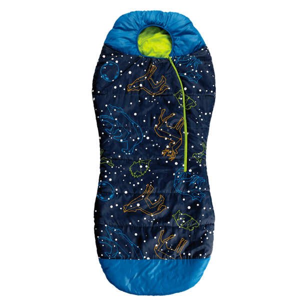 AceCamp Kids Glow-in-The-Dark Sleeping Bag with Compression Sack Blue ...