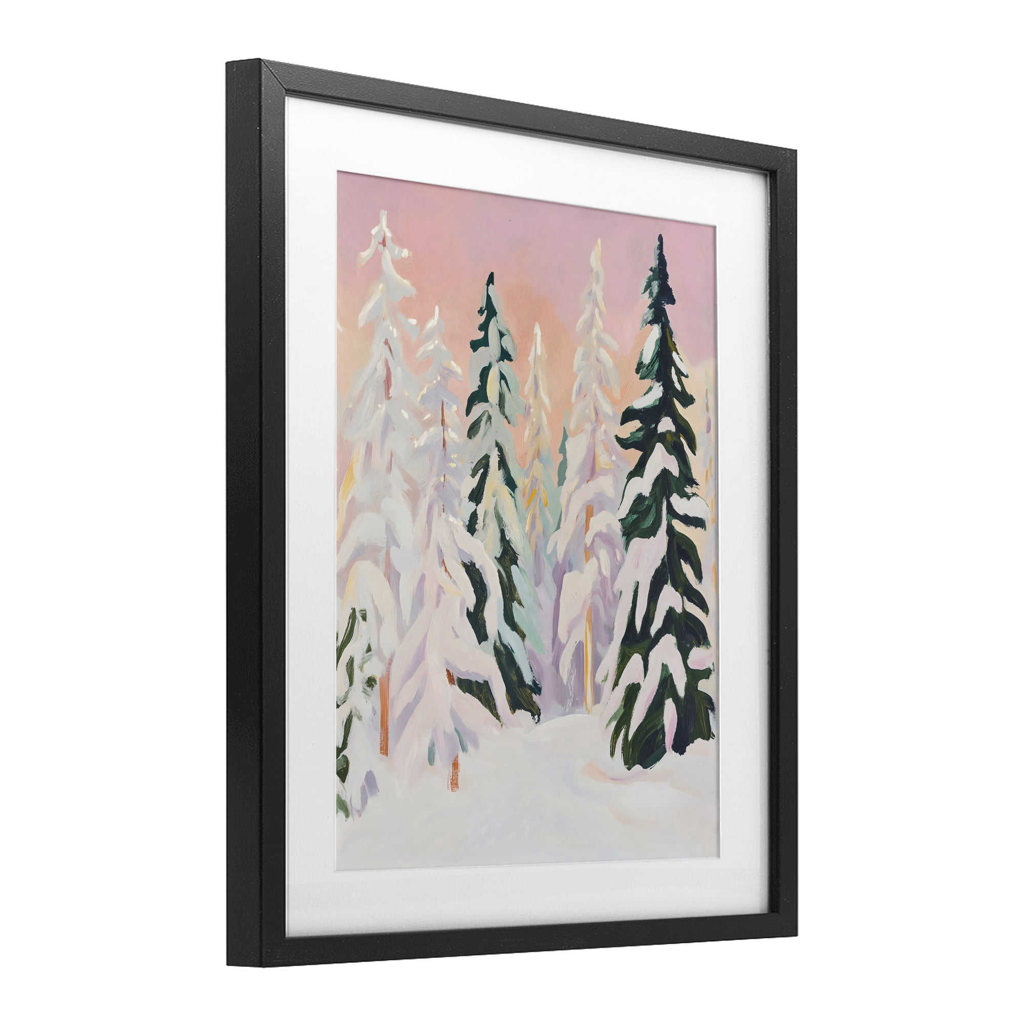 Stupell Industries Peachy Pastel Winter Forest Black Framed Print Under Glass, design by The Prints Vibe