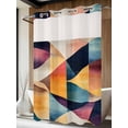 thumbnail image 4 of Abstract Geometric No Hook Shower Curtain Waterproof, Bathroom Curtains with Snap in Liners and See Through Top Window, Orange Neutral Modern Art Hotel Style Bathtub Curtains Shower 48"Wx72"L, 4 of 8