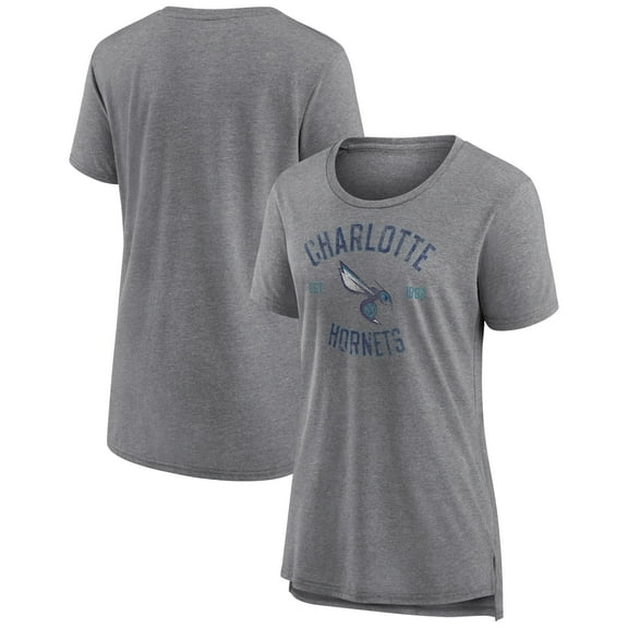 Women's Heather Gray Charlotte Hornets Heritage Tri-Blend T-Shirt