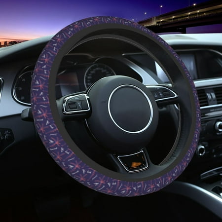 Elastic Steering Wheel Cover Palms Hawaiian Beach Stretch Thickening Car Steering Wheel Cover Women Men Steering Wheel Protector Universal 15 in