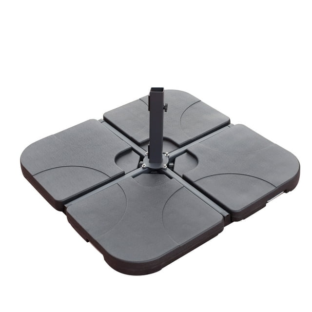 VTOY 4-Piece Cantilever Offset Patio Umbrella Base Stand, Fills Up to 160lbs Sand or Water Square Patio Umbrella Stand Black