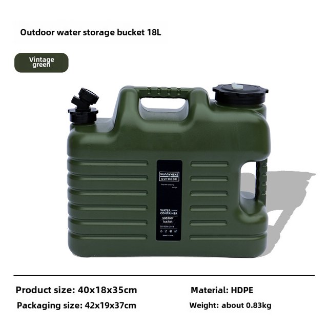 18L Retro Green Food-Grade Water Storage Bucket: Durable, Portable Handheld Container for Camping, Outdoor Adventures & Car Trunk Storage – Safe for Drinking Water, Compact Design for Easy Transport