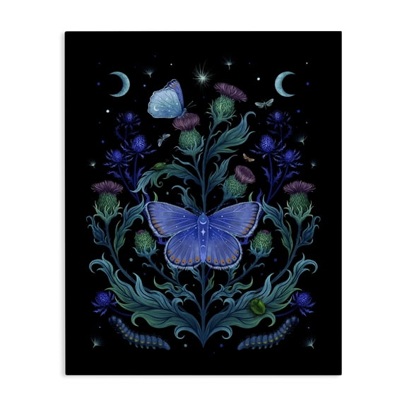 Stupell Industries Bohemian Floral Night Sky Butterfly Canvas Art, 16 x 20, by Episodic Drawings