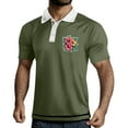thumbnail image 2 of Yiaimeir Men's Three Button Printed Lapel Short Sleeve T-Shirt Top Streetwear,Size M-3XL, 2 of 4