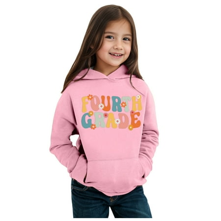 

XIFHUI Girls Crewneck Sweatshirt Kids Boys Girls Autumn WInter School Season Kindergarten Letter Printed Long Sleeve Hoodie Warm and Comfortable Tops Children s Clothing (Pink 12-18 Months)