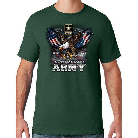 Mens US Army Patriotic Eagle T-shirt, 3XL Forest Green