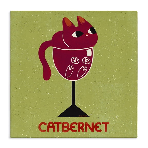 Stupell Industries Catbernet Cat Wine Animals Painting Wrapped Canvas Canvas Art Print Wall Art, 17 x 17