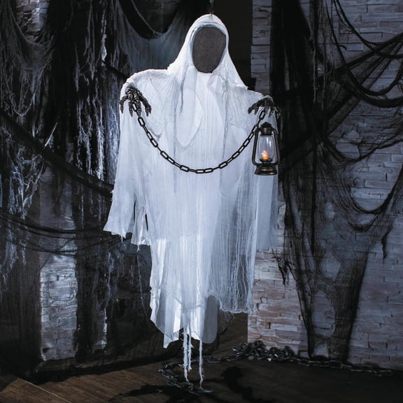 5 Ft. Hanging Faceless Ghost with Lantern & Chain Halloween Decoration