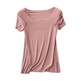 thumbnail image 2 of Weiqiqre Women's Crewneck Short Sleeve Slim Fitted T-Shirt Solid Thin T-shirt Pajamas Top Short Sleeved Pajamas, 2 of 3