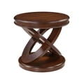 thumbnail image 6 of Hassch Mid-Century Modern Round End Table in Walnut, 2-Tier Solid Wood Veneer and MDF Table with X-Shaped Legs, Compact Side Table for Small Spaces, 6 of 8