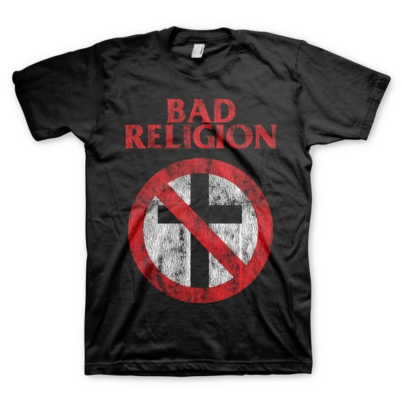 Bad Religion Men's Distressed Cross Buster T-Shirt Black Small | Officially Licensed