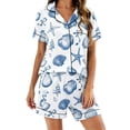 thumbnail image 2 of Endives Pajamas Set for Women Print Womens Nightwear 2 Piece Pajamas Set Short Sleeve Button Down Shirt and Short Soft Sleepwear Lounge Sets for Women, 2 of 3