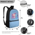 thumbnail image 5 of Yuyamidu Pink Blue Axolotl Backpack for School Girls 4Th Grade Preppy Backpacks Cute Bookbag Preschool Student Book Bags with 2 Sides Mesh Pouch, Blue, 5 of 6