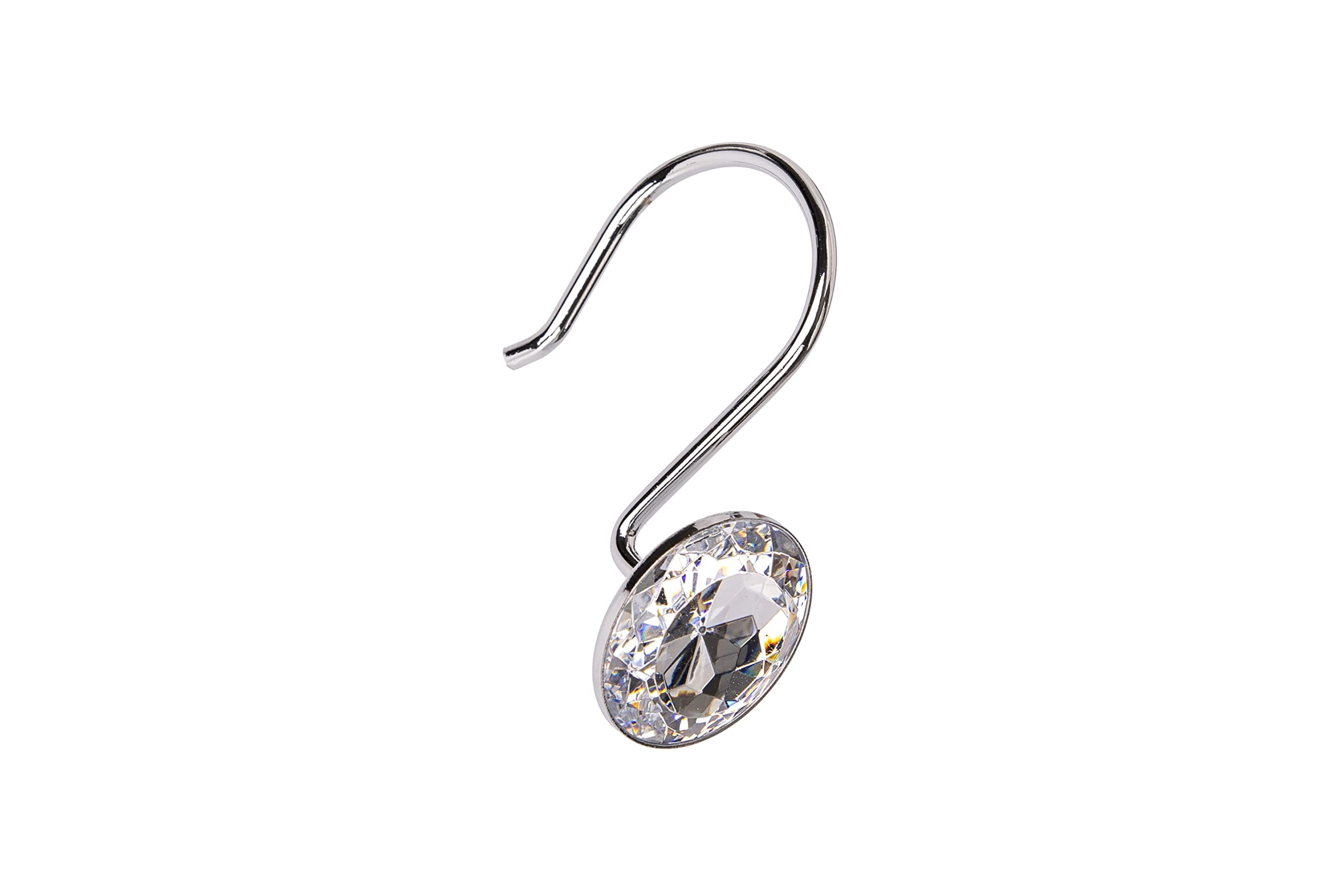 Utopia Alley Shower Hooks - Shower Curtain Rings for Bathroom - Rust Resistant Shower Curtain Hooks for Shower Curtain or Liner - Shower Curtain Rings with Crystal Design - Set of 12, Polished Chrome
