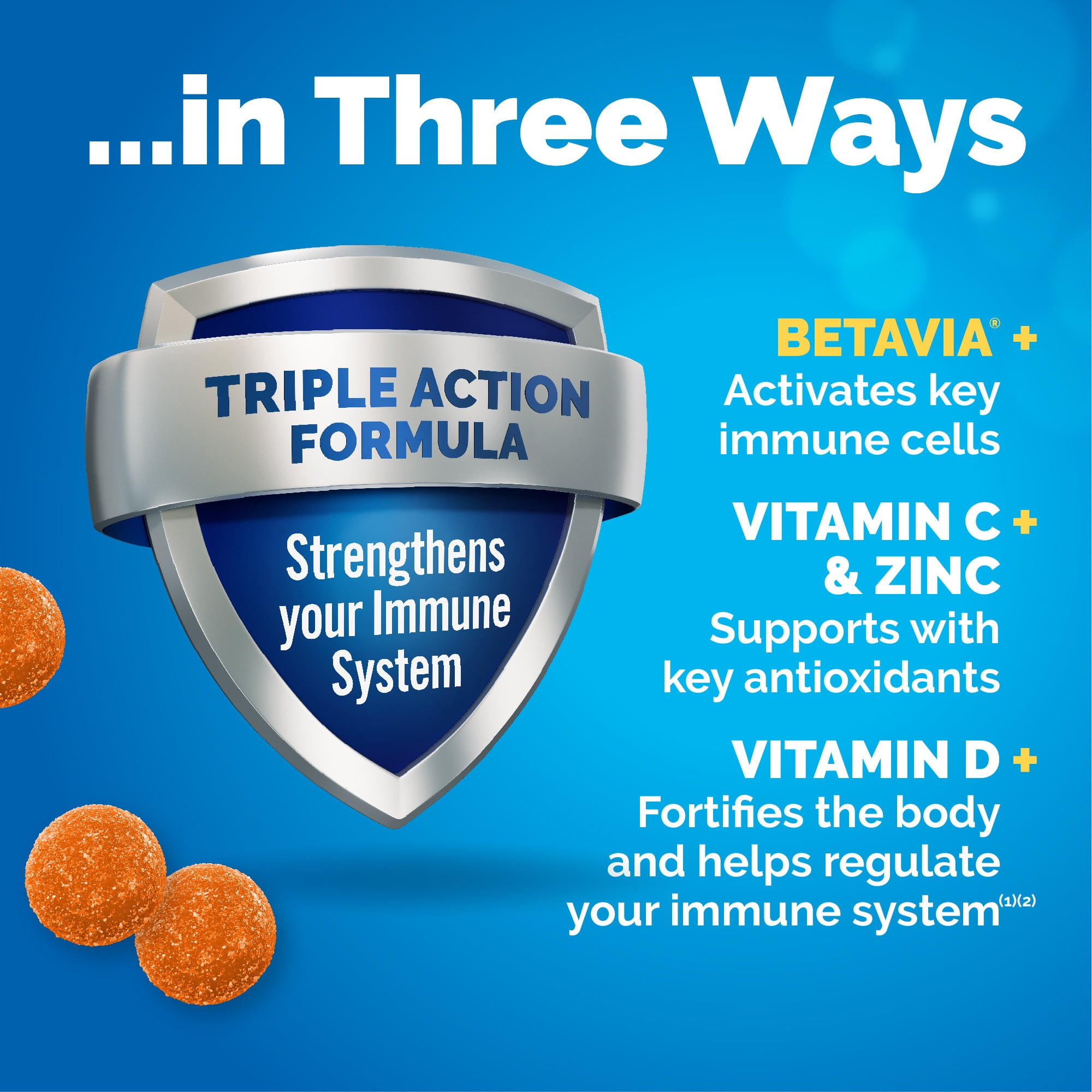 Emergen-C Immune+ Gummies Vitamin C Supplement for Immune Support, Super Orange, 45 Ct