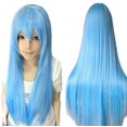 thumbnail image 1 of Peluca ANOGOL azul cielo de 80 cm de largo, recta, para cosplay de mujer, 1 of 5