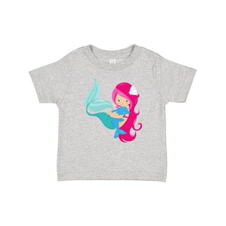 

Inktastic Cute Mermaid Little Mermaid Pink Hair Dolphin Gift Baby Girl T-Shirt