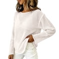 thumbnail image 4 of QASIEATN Women's Mesh Long Sleeve Tops Boat Neck See Through Lightweight Sweater Crochet Knit Tops Fall Fashion Outfits for Women, 4 of 5