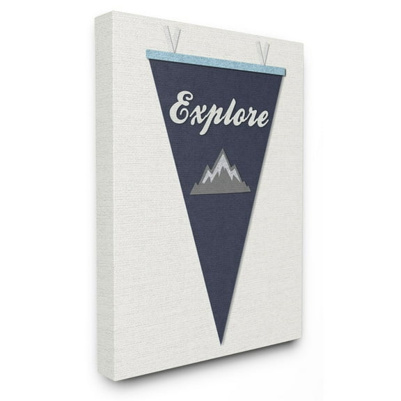 The Stupell Home Decor Collection The Kids Room by Stupell Explore Pennant Fabric Collage Blue Wall Art