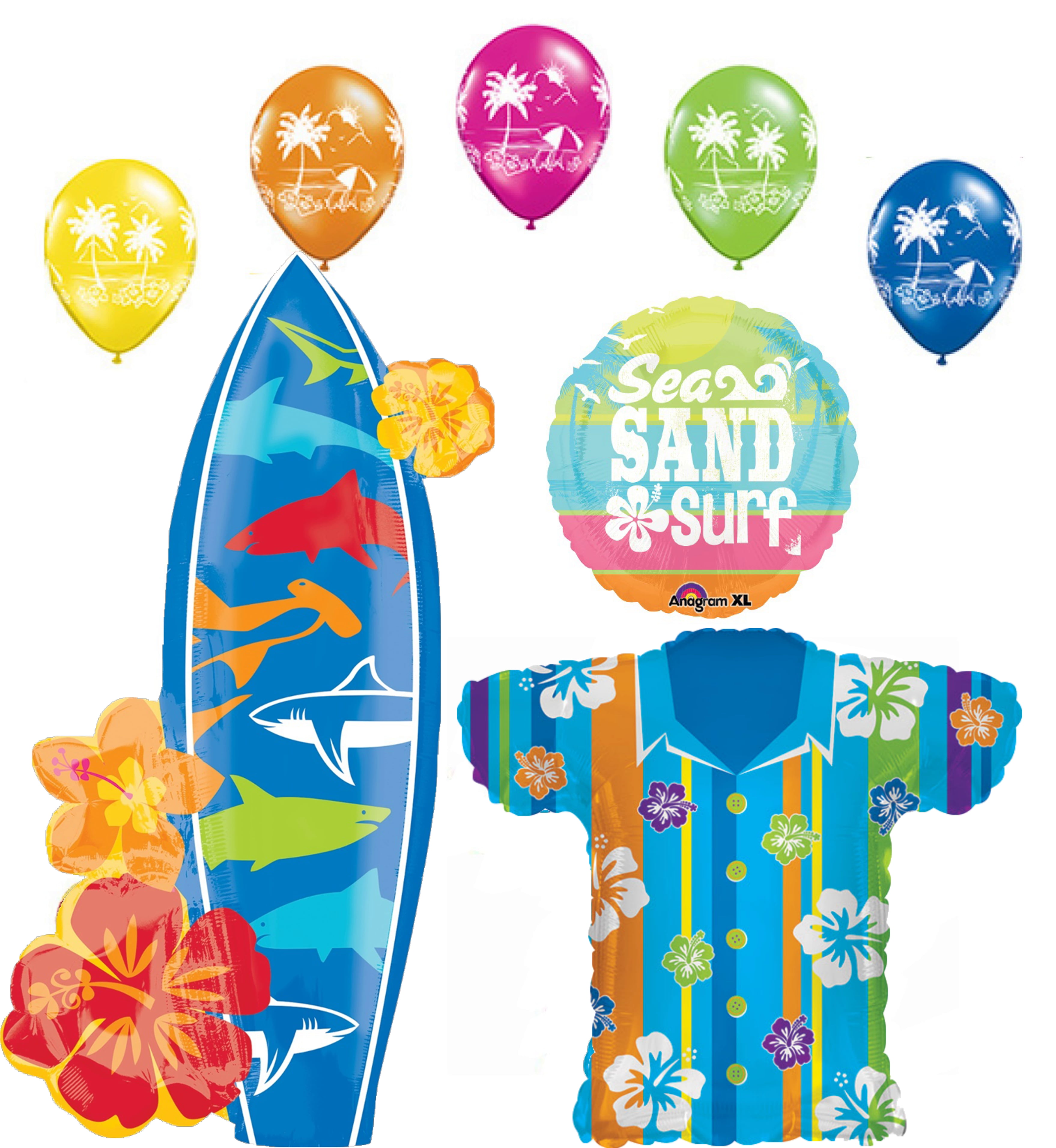Hawaiian Luau Beach BBQ Birthday Party Decoration Assorted Giant Foil Balloon 