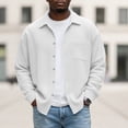thumbnail image 3 of ZCFZJW Men's Button Down Shirt Texture Wrinkle Free Shirts Long Sleeve Waffle Untucked Shirt with Pockets Lightweight Thin Jackets Tops White XXXL, 3 of 8