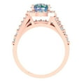 thumbnail image 4 of Clara Pucci 14K Rose Gold Round Cut 1.5Ct Synthetic Blue Moissanite Engagement Ring + Matching Band - Luxury Box Included, 4 of 7