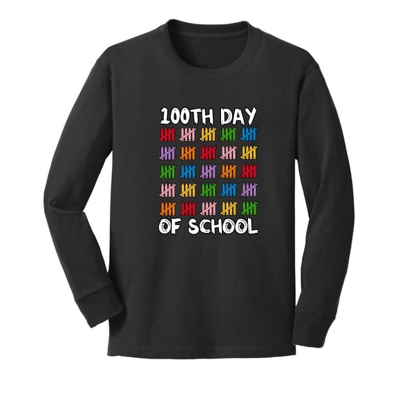 Wild Bobby 100th Day of School Cute Counting Pencils, 100 Days of School 2024 2025 Design for Kids Youth Boys Girls School Youth Longsleeve Shirt