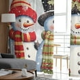 thumbnail image 4 of Christmas Semi Sheer Curtains 108 Inch Length 2 Panels Set, Xmas Berry Winer Snowflake Snowman Grey Sheer Kitchen Curtain Privacy Voile Window Curtain for Living Room Bedroom Rod Pocket Drapes, 4 of 7