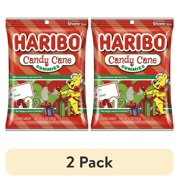 (2 pack) HARIBO Gummy Candy, Christmas Candy Cane Holiday Gummies, Small Peg Bag, 4 oz