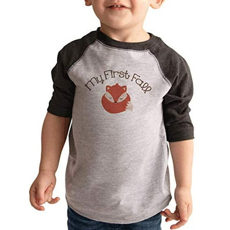 

7 ate 9 Apparel Kids My First Fall Fox Raglan Grey