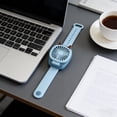 thumbnail image 4 of Plastic Mini Fan Blue Mini Portable Wrist Fan USB Rechargeable Desktop and Handheld Dual-Use Fan with 3 Speeds & LED Lights(1Pcs) Rkxzt, 4 of 9