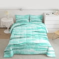 thumbnail image 2 of Castle Fairy Abstract Teal Stripes Queen Comforter Set,Mid Century Bedding Comforter Set, 2 of 8