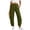 Army Green Pants, variant on Women's Barrel Pants Half Elastic Waist Cropped Pant Summer Faux Cotton Linen Casual Pants with Pockets Khaki S