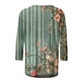 thumbnail image 5 of Cavosen Womens 3/4 Sleeve T Shirts Casual Plus Size Floral Graphic Print Blouse Crewneck Loose Dressy Tops Trendy Pullover Hawaiian Tshirts Summer Going out Tees Green 3XL, 5 of 5