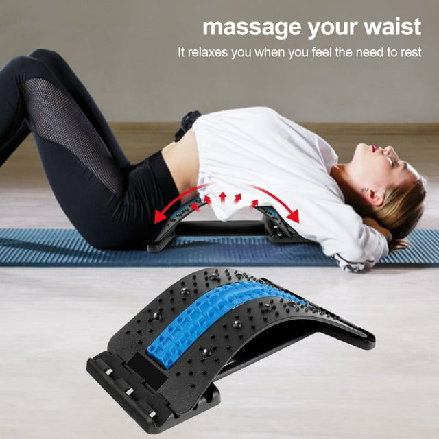 AMERTEER Back Stretcher 4 Level Spine Stretcher Adjustable Back Massager with Silicone Strip & Magnet Points Back Trainer Lumbar Support Pain Relief Device for Relieving Back Pain Sciatic
