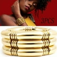 thumbnail image 4 of 3PCS 7.4 Inch Chunky Bangles Bracelets Gold Stack Layered Curved Bamboo Tube Stretch Bracelet Fashion Accessories Jewelry Gift for Women, 4 of 8