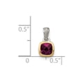 thumbnail image 2 of 6.5mm 925 Sterling Silver With 14k Accent Rhodolite Garnet Pendant Necklace Pendant for Women, 2 of 2