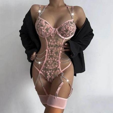 

Aayomet Plus Size Lingerie for Women Women s Lace Suspender Open Back Hollow Out Garter Underwear B XXL
