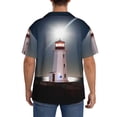 thumbnail image 3 of Hirioo Peggy's Cove Lighthouse for Men's Cuban Collar Short Sleeve Shirt Button Down Shirt Beach Summer Shirts Wedding Vacation Shirts-4X-Large, 3 of 5