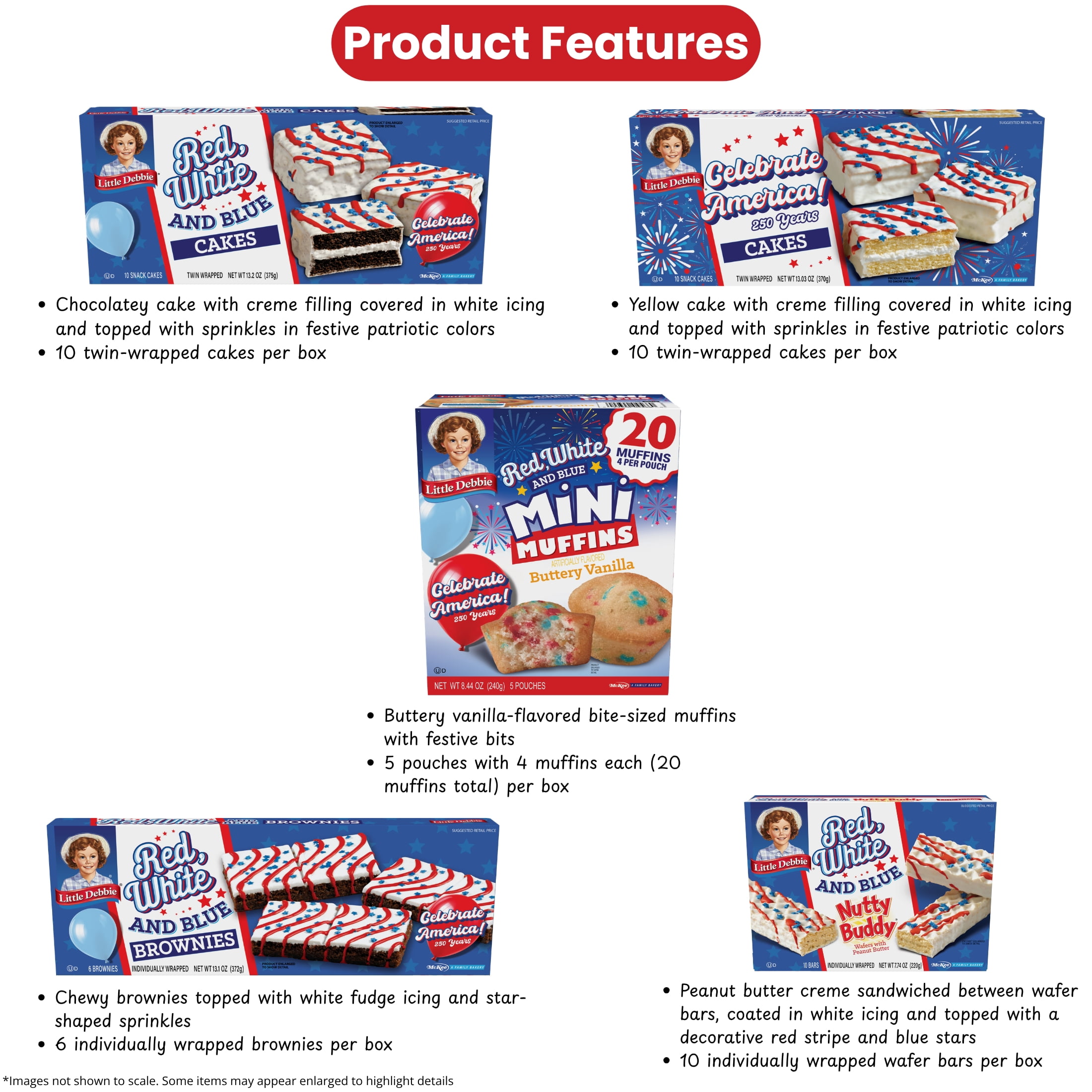 Little Debbie Red, White, & Blue Summer Snack Variety Pack with Custom Beach Towel