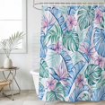 thumbnail image 4 of Watercolor Monstera Palm Leaf Bathroom Shower Curtains with 12 Hooks Polyester Waterproof Shower Curtain for Stalls and Bathtubs Tropical Floral Jungle Decorative Bathroom Curtain 54x78 Inches, 4 of 9