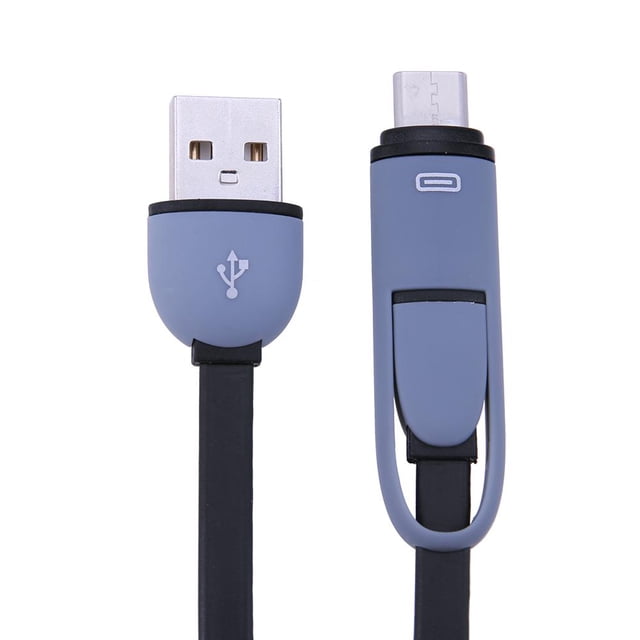 JShteea 2 en 1 Micro USB+Type-C Datos sincronización y cable carga para Android (Negro)