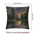thumbnail image 4 of nygtbtfer  Landscape Decorative Throw Pillow Case Pack of 2, Idyllic Scenery at Night with a Stone Fireflies and Forest Trees Swamp Print, Cushion Cover for Couch Living Room Car,  Multicolor White, 4 of 7